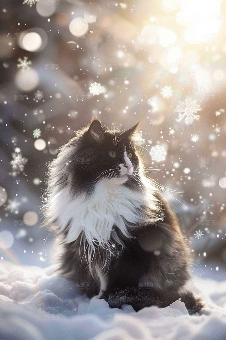 缅因猫毛茸茸高清摄影图