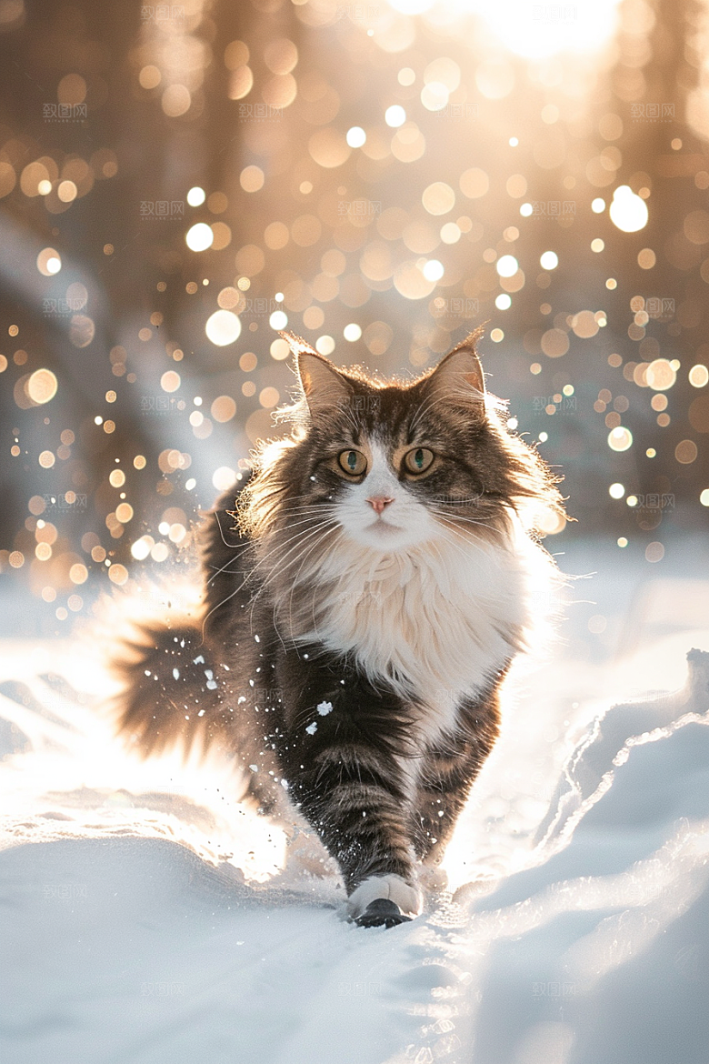 缅因猫可爱小动物摄影图