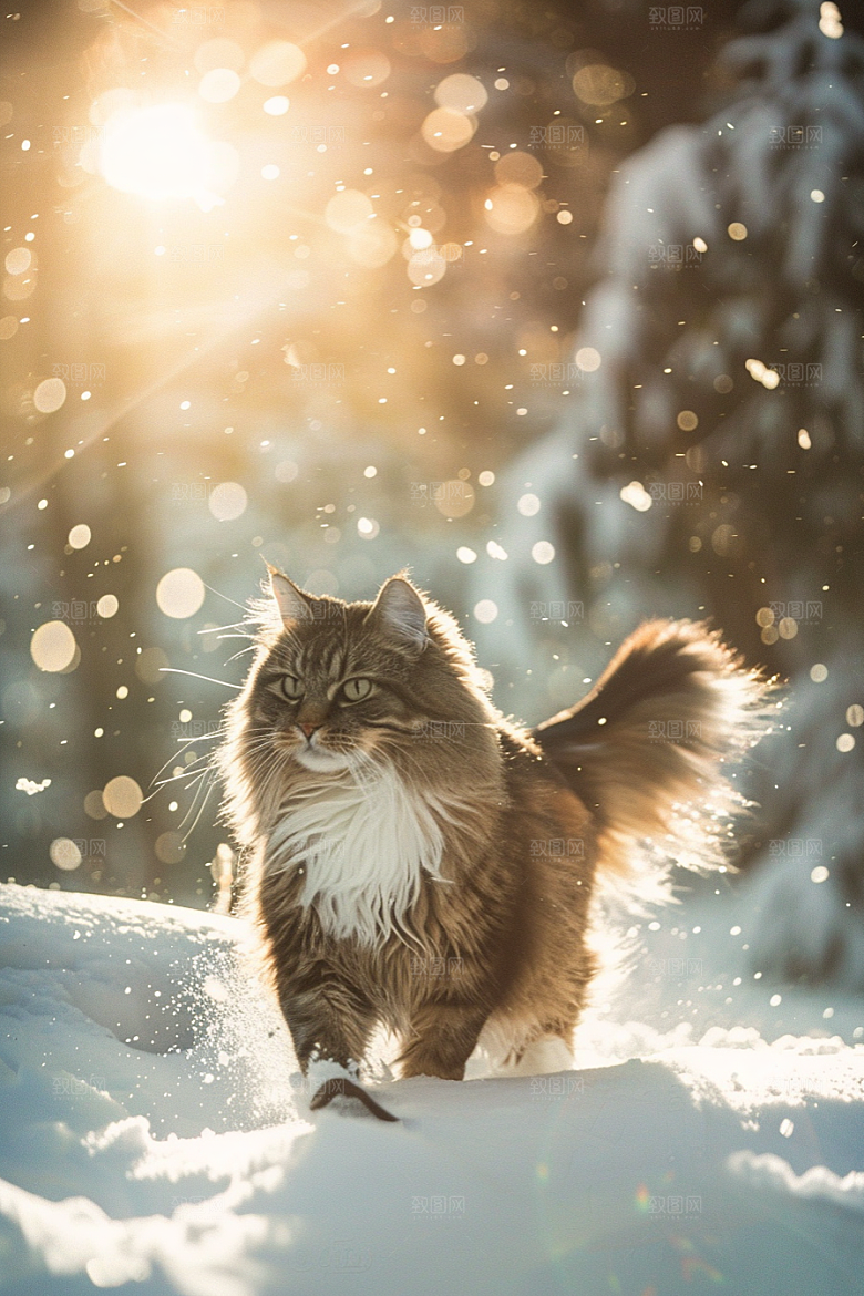 缅因猫养宠毛茸茸摄影图