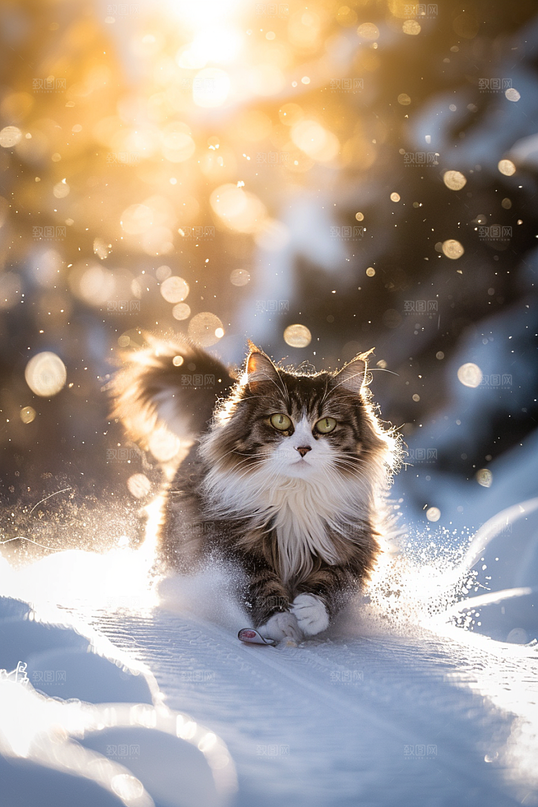 缅因猫养宠家居生活摄影图