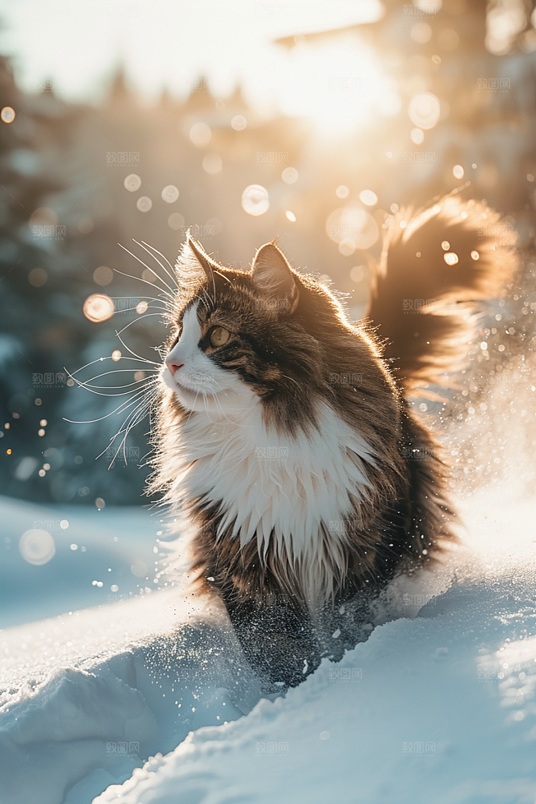 缅因猫毛茸茸高清摄影图