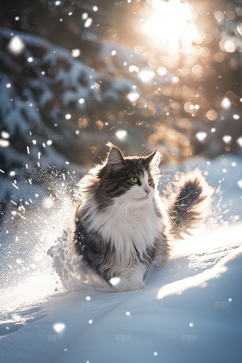 缅因猫养宠毛茸茸摄影图