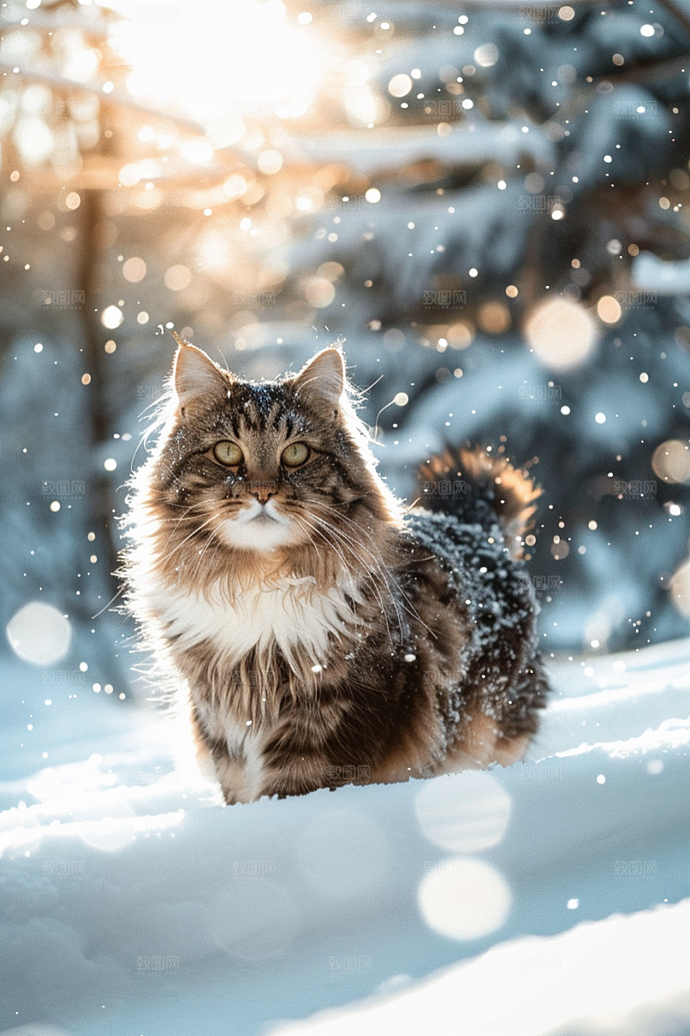 缅因猫长毛猫小动物摄影图