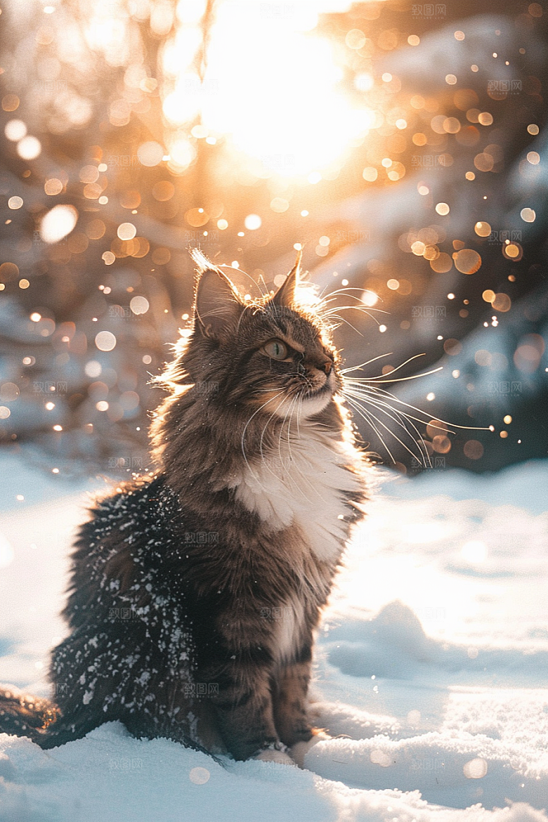 缅因猫长毛猫可爱摄影图
