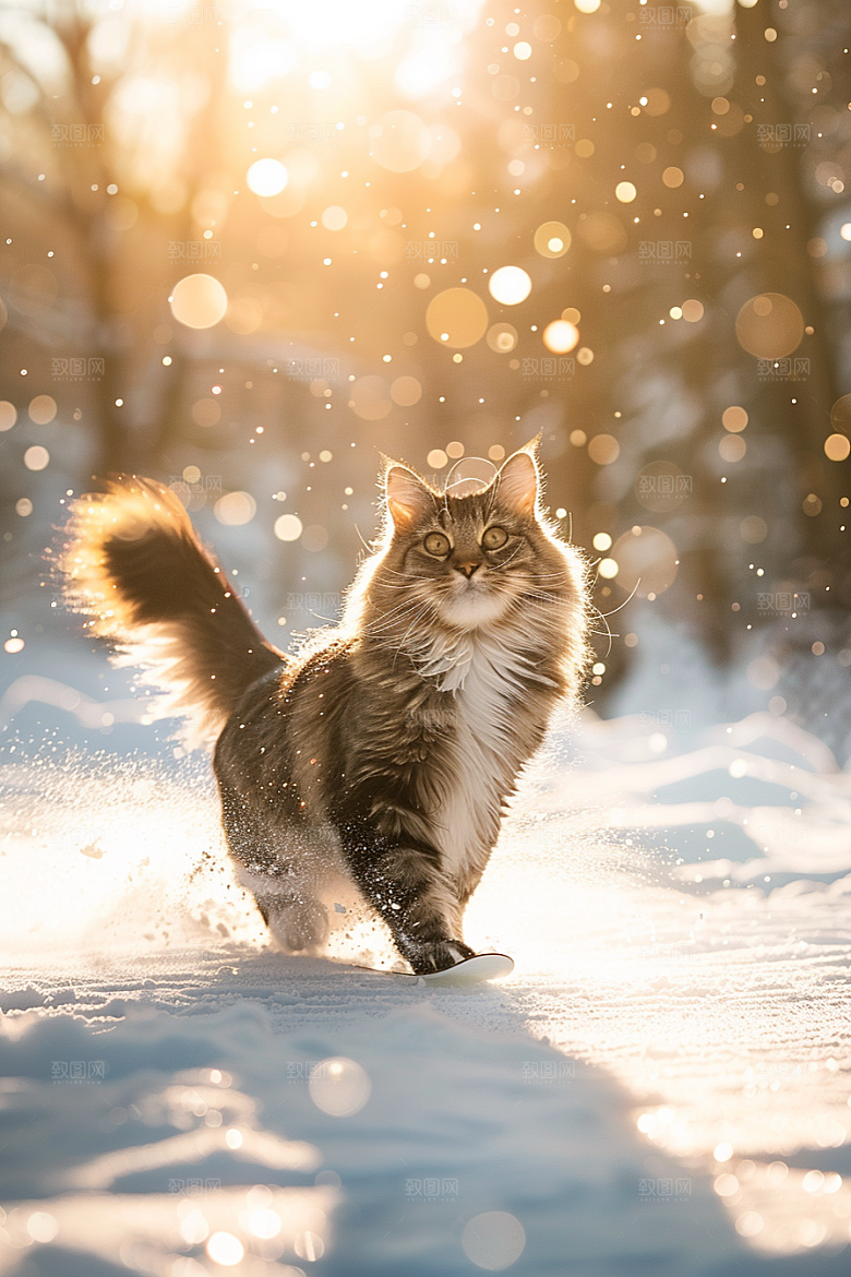缅因猫养宠小动物摄影图