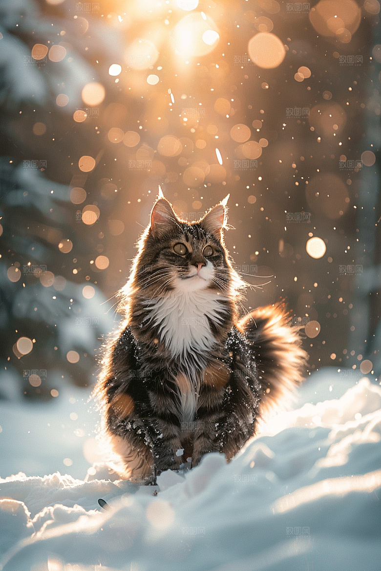 缅因猫养宠可爱摄影图
