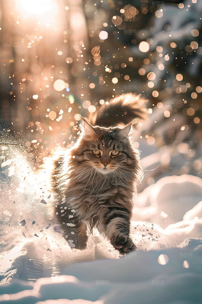 缅因猫可爱陪伴摄影图