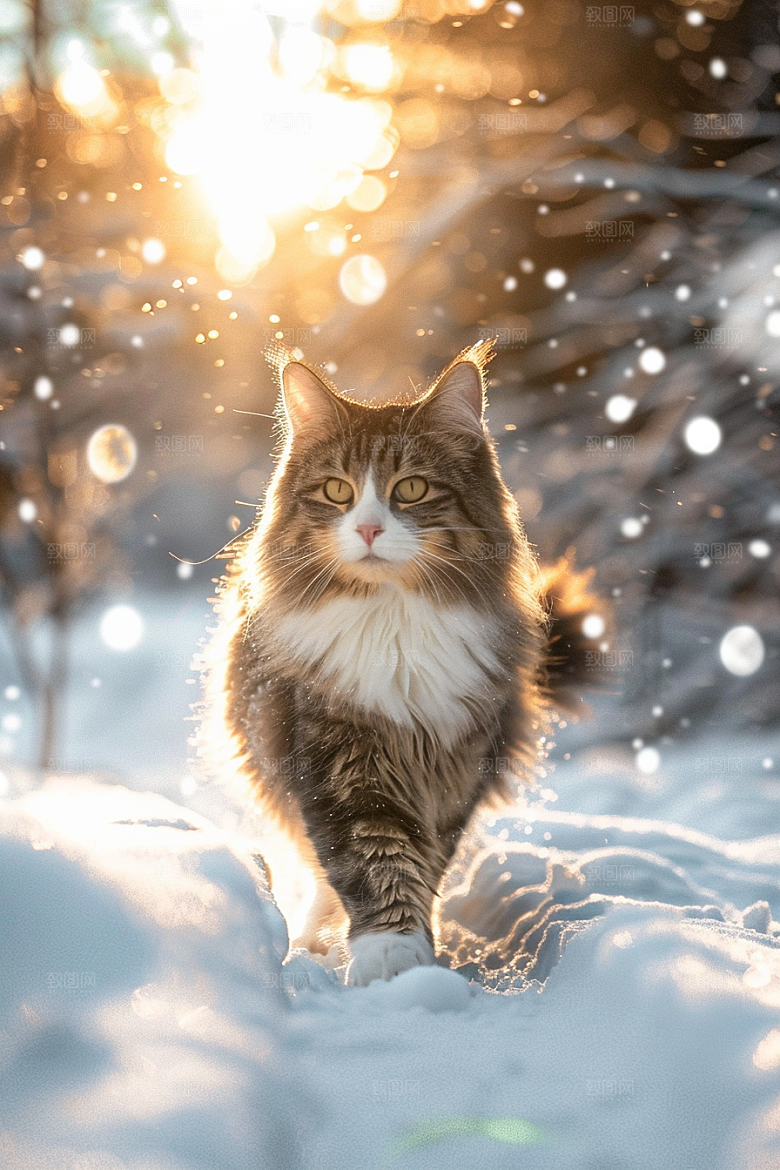 缅因猫养宠毛茸茸摄影图