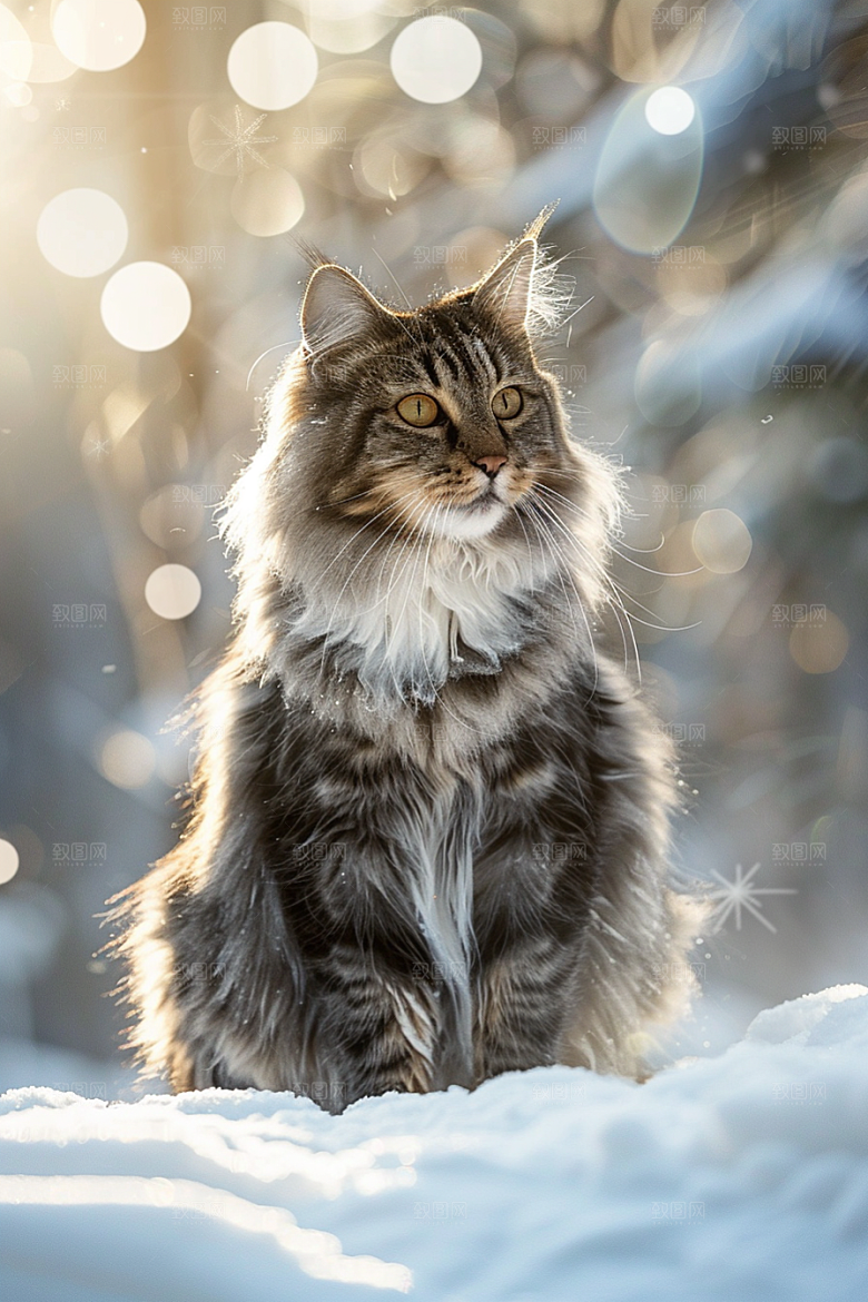 缅因猫毛茸茸可爱摄影图