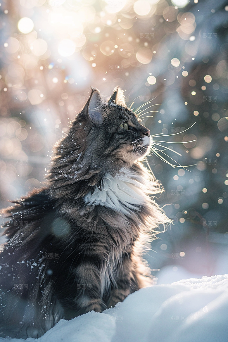缅因猫可爱小动物摄影图
