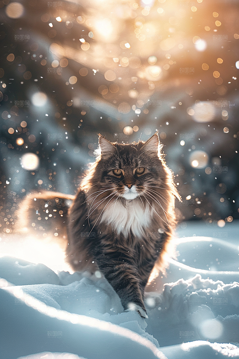 缅因猫宠物猫可爱摄影图