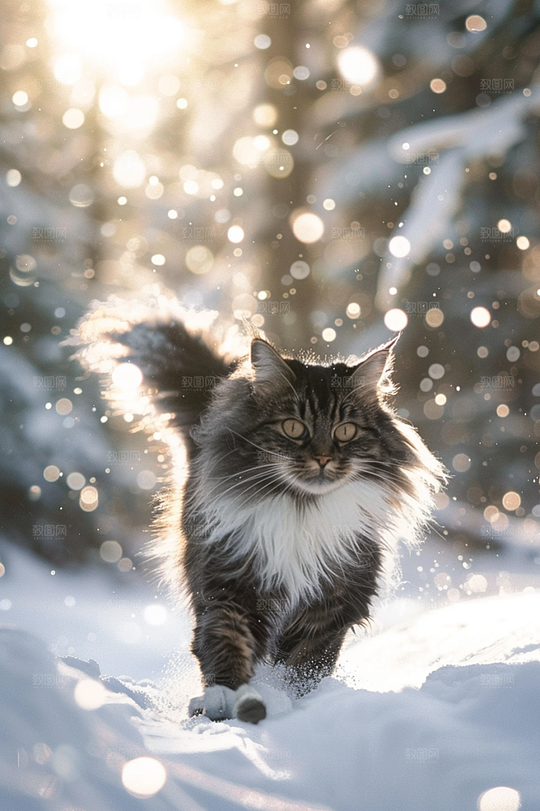 缅因猫养宠可爱摄影图