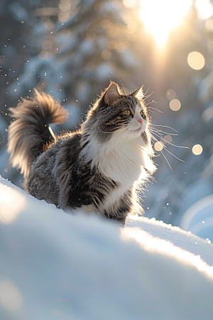 缅因猫宠物猫可爱摄影图