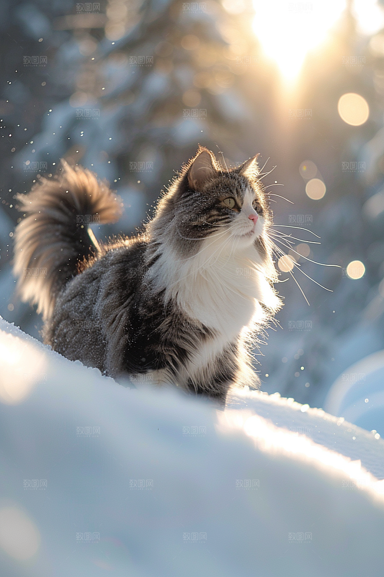 缅因猫宠物猫可爱摄影图