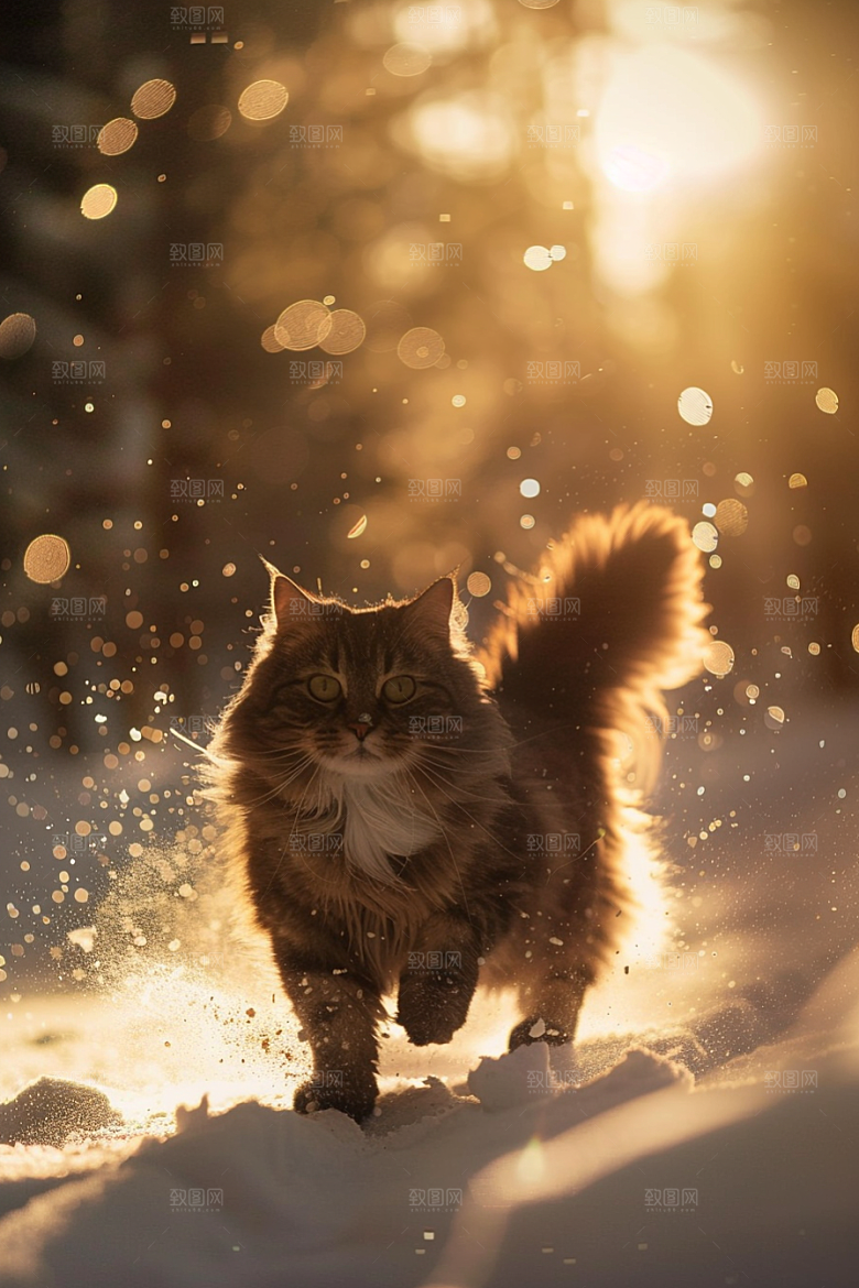 缅因猫可爱长毛猫摄影图