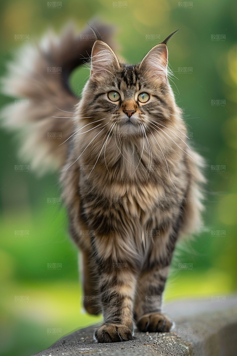缅因猫陪伴高清摄影图