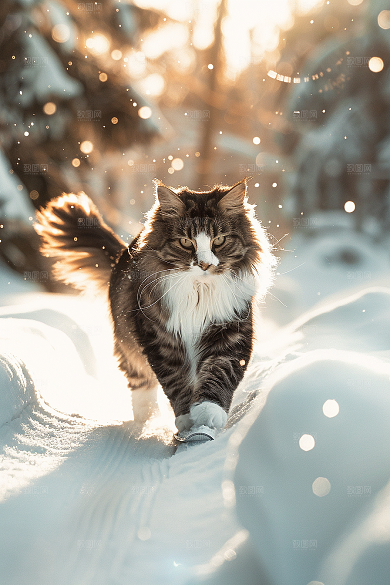 缅因猫品种猫可爱摄影图
