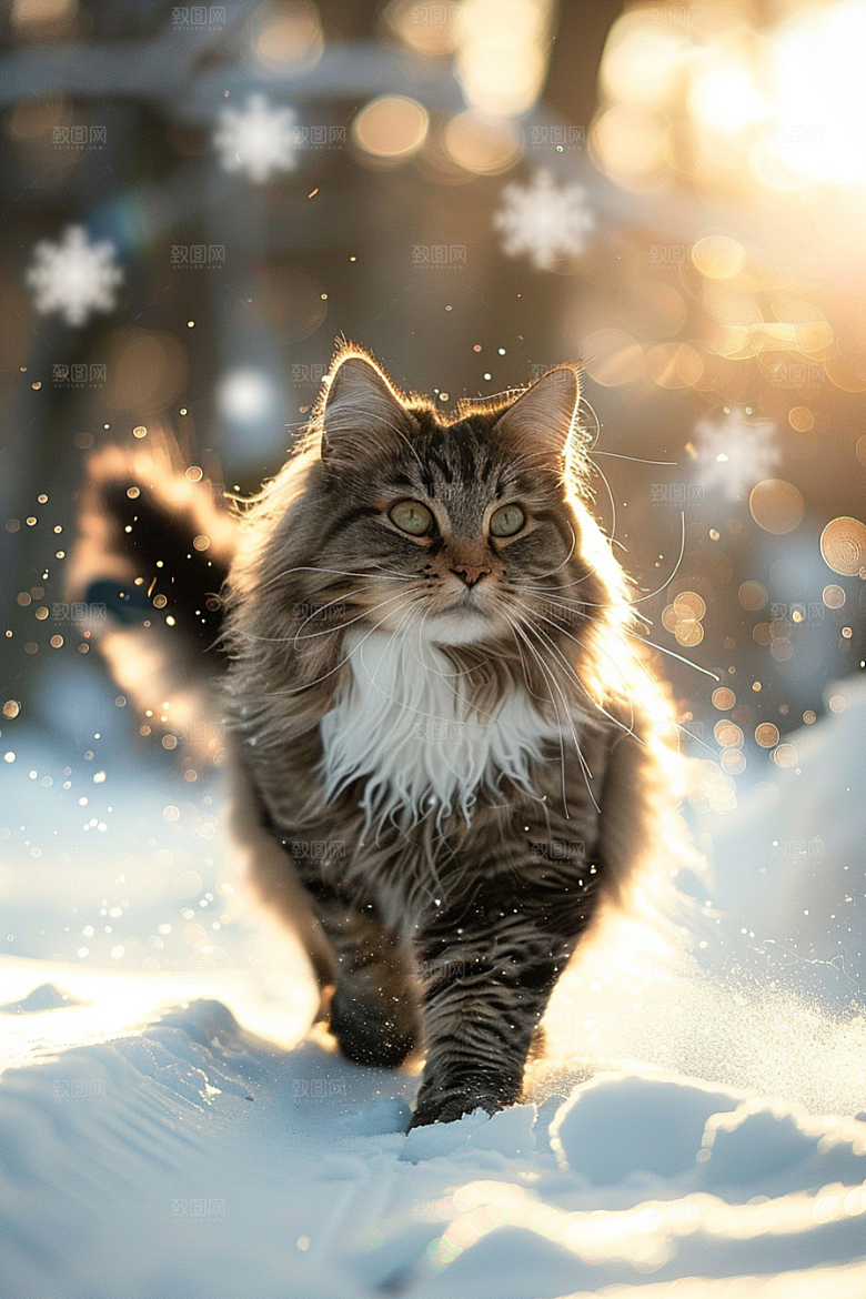 缅因猫可爱养宠摄影图