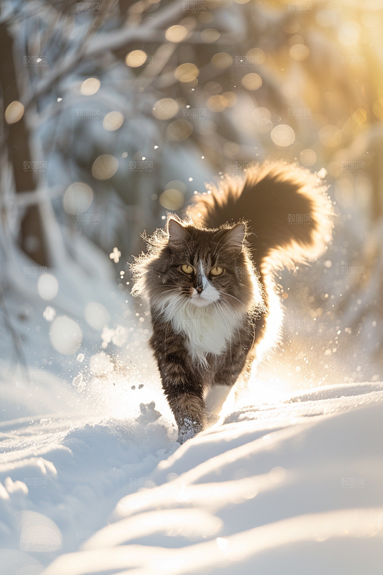 缅因猫可爱品种猫摄影图