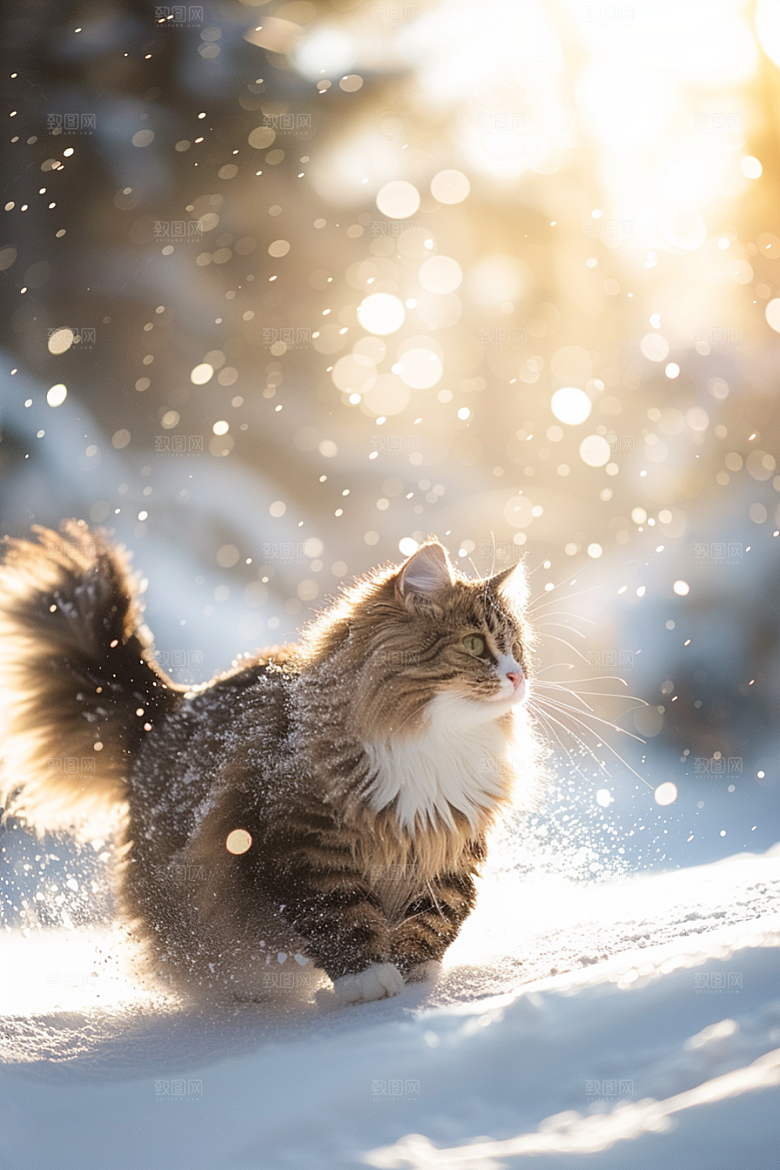 缅因猫陪伴高清摄影图