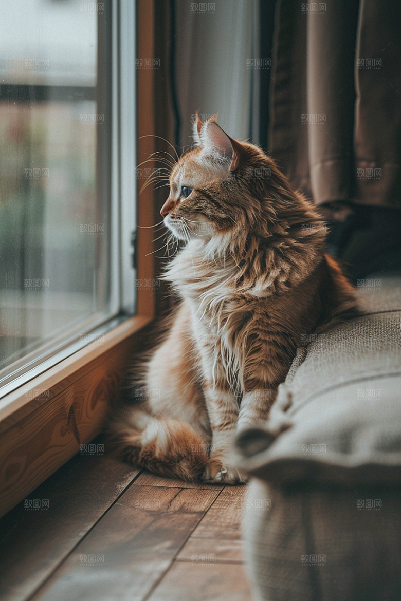 缅因猫长毛猫可爱摄影图