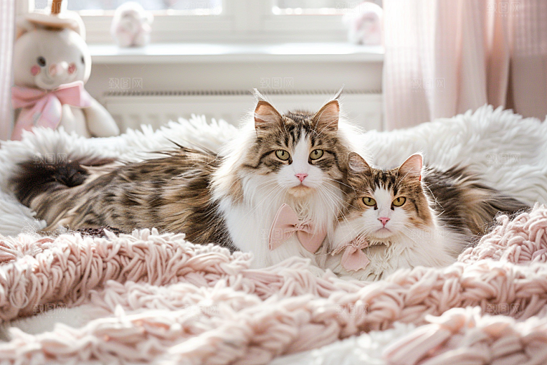 缅因猫家居生活养宠摄影图