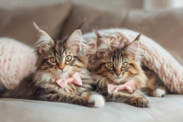 缅因猫宠物猫陪伴摄影图