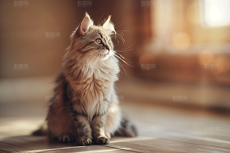 缅因猫小动物养宠摄影图