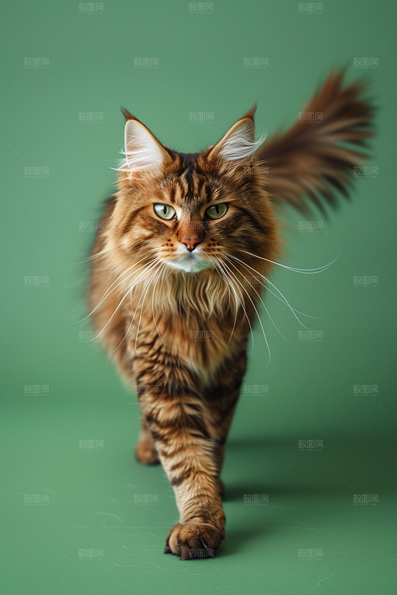 缅因猫可爱品种猫摄影图