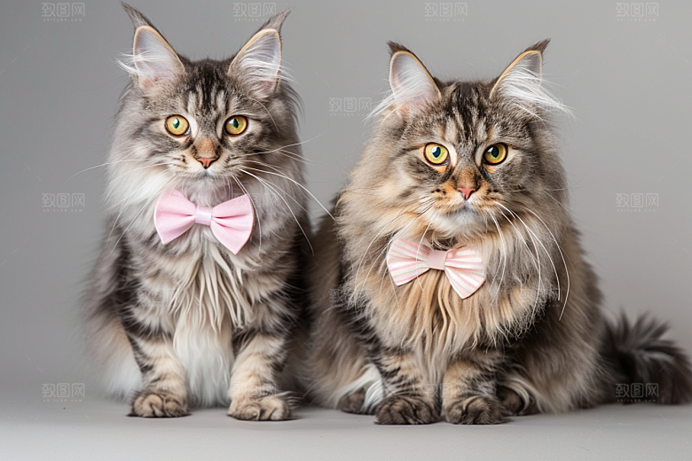 缅因猫长毛猫家居生活摄影图