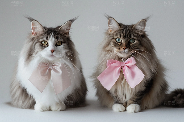 缅因猫可爱宠物猫摄影图