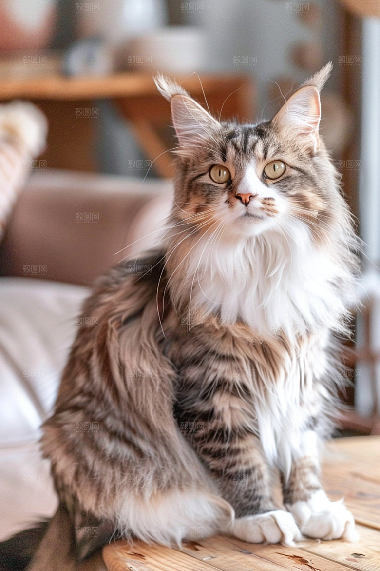 缅因猫高清长毛猫摄影图