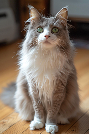 缅因猫养宠毛茸茸摄影图