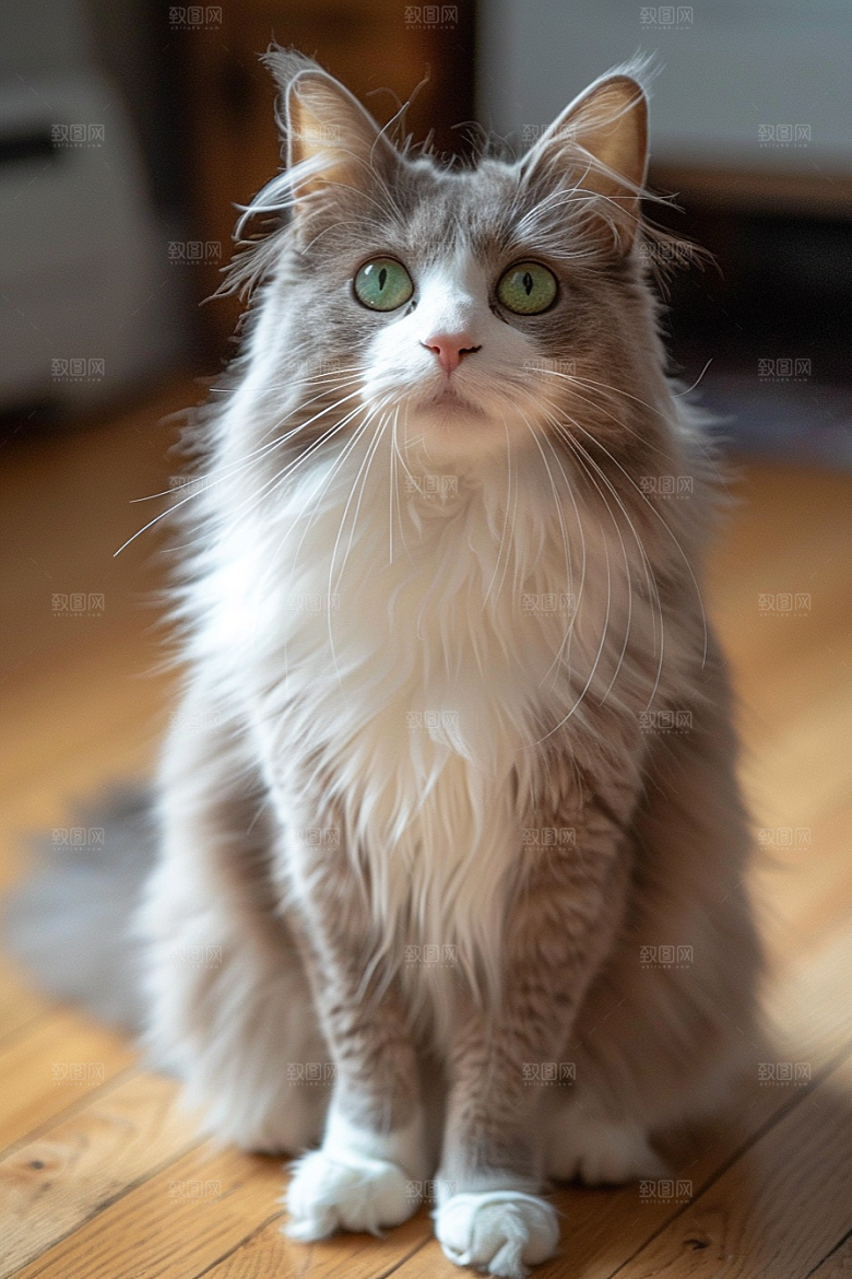 缅因猫养宠毛茸茸摄影图