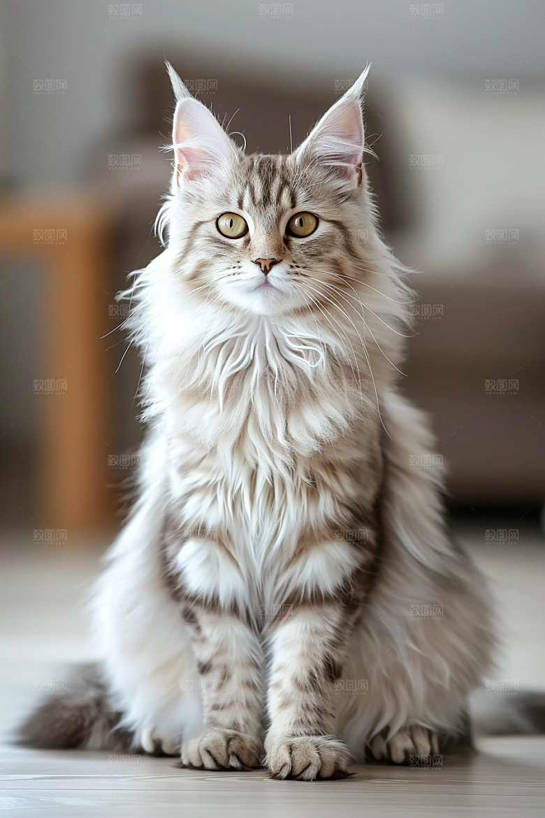 缅因猫养宠宠物猫摄影图