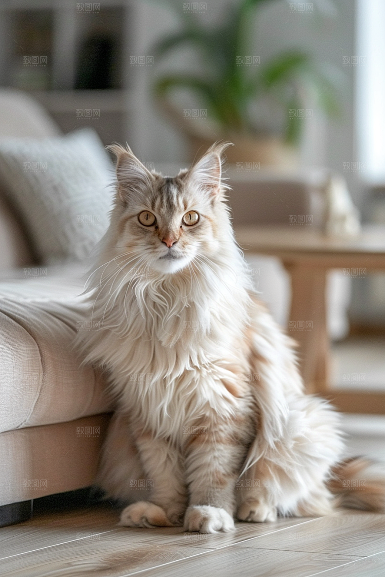 缅因猫品种猫长毛猫摄影图