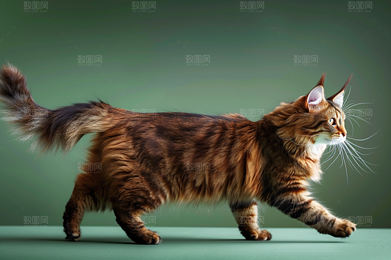 缅因猫长毛猫可爱摄影图