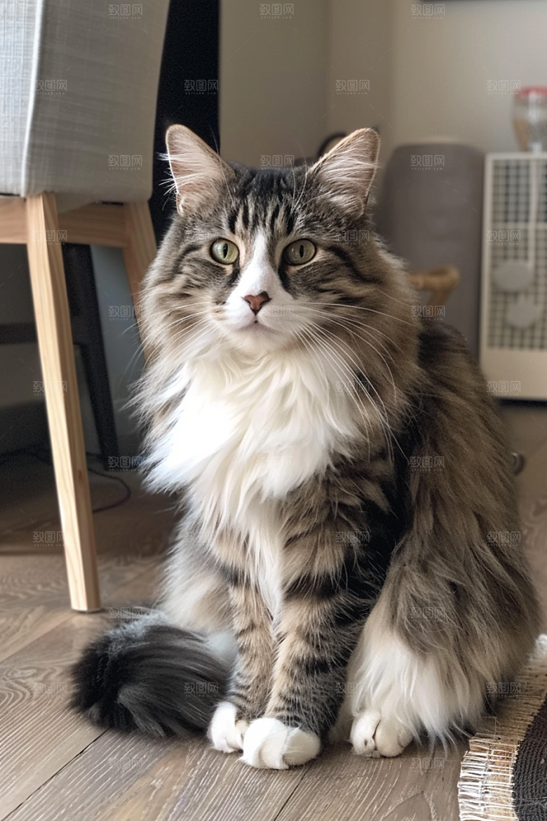 缅因猫高清品种猫摄影图