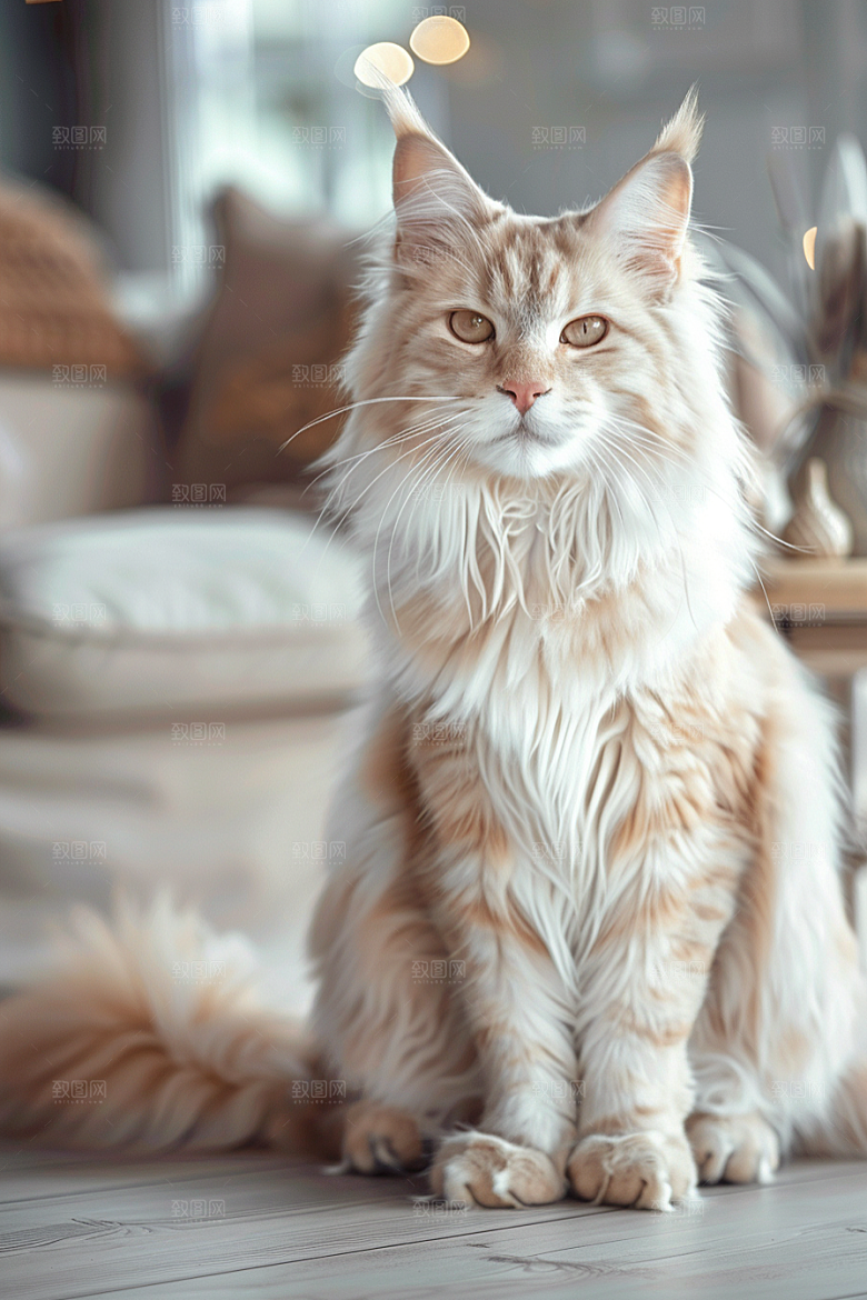 缅因猫养宠高清摄影图