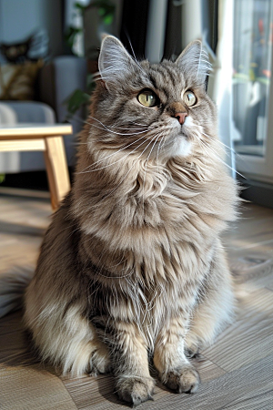 缅因猫毛茸茸小动物摄影图