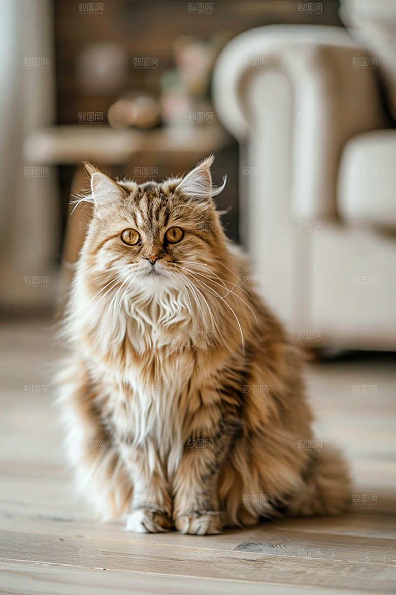 缅因猫长毛猫毛茸茸摄影图