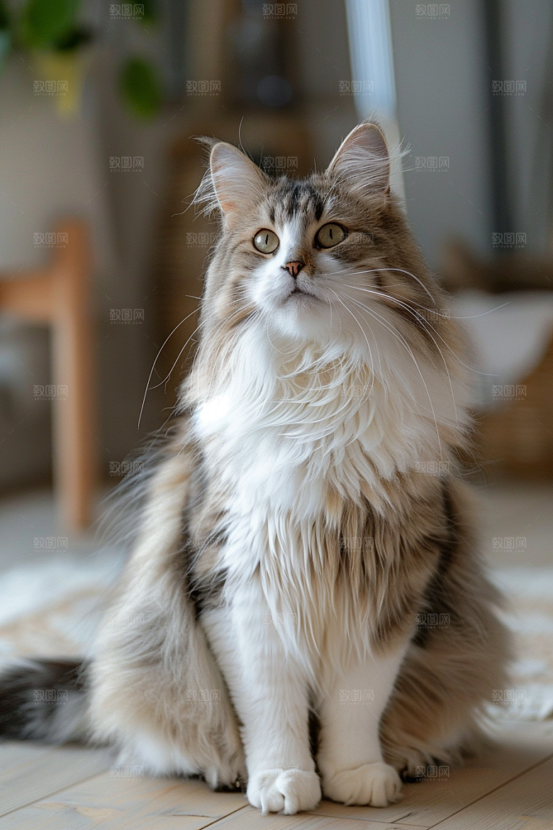 缅因猫陪伴品种猫摄影图
