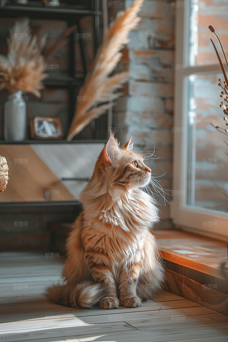 缅因猫小动物养宠摄影图