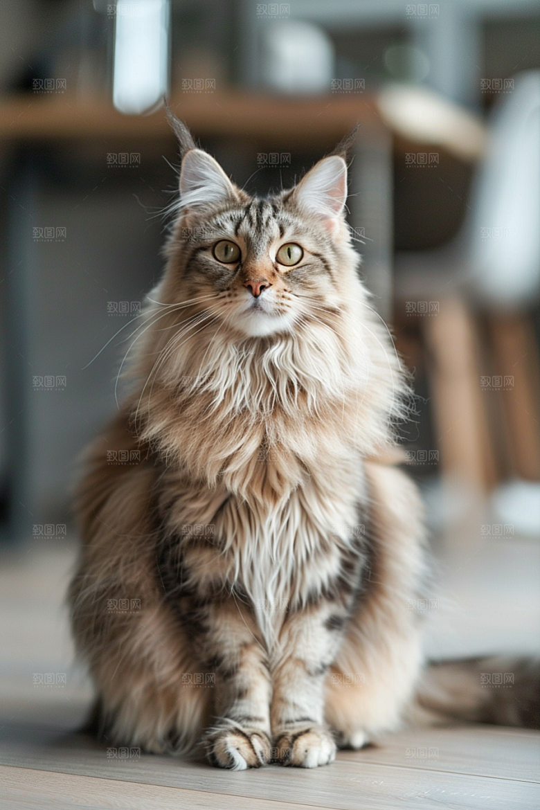缅因猫可爱陪伴摄影图