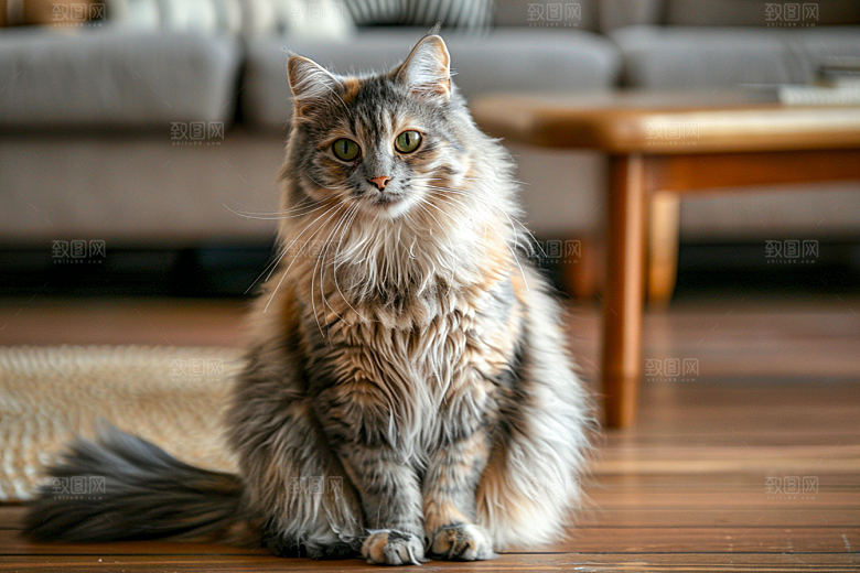 缅因猫家居生活高清摄影图