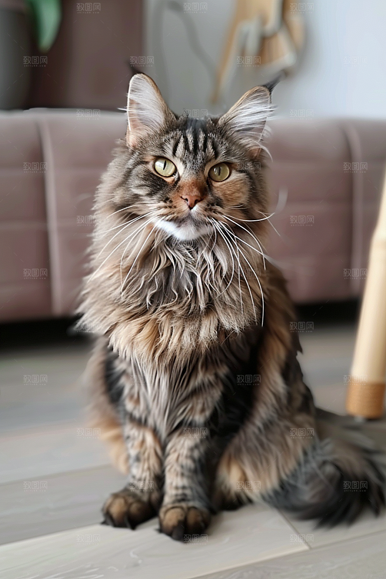 缅因猫养宠品种猫摄影图