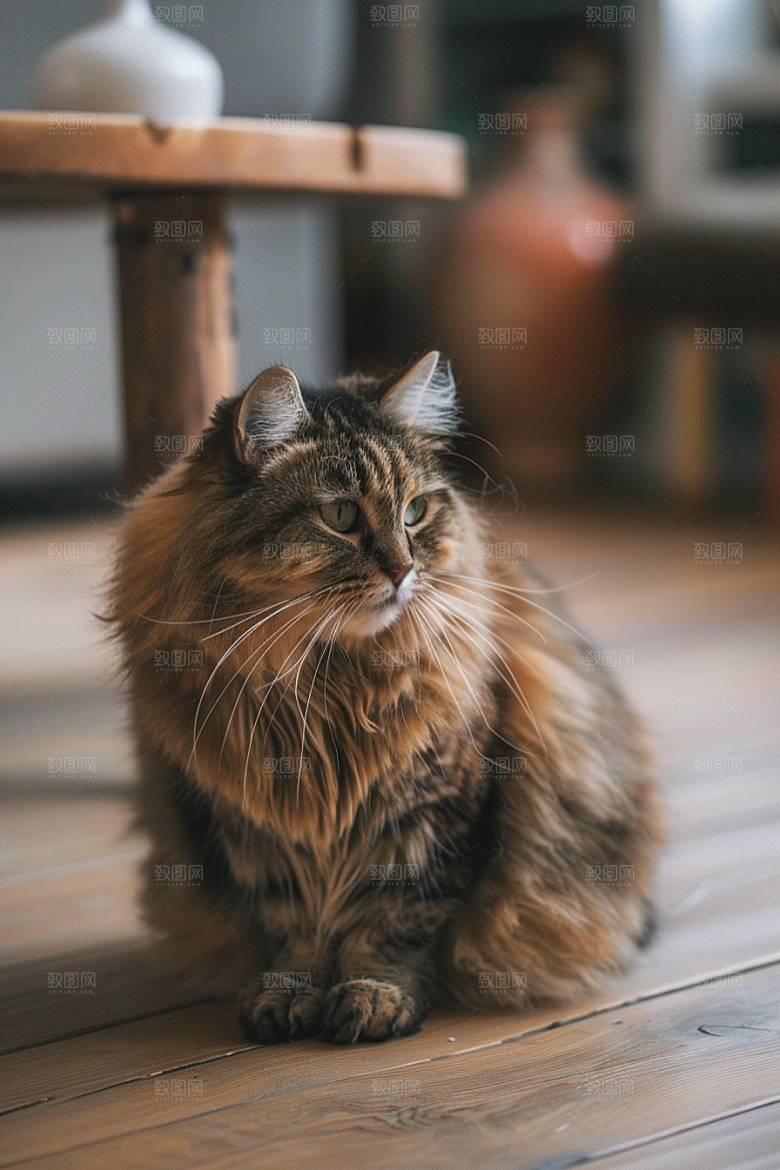 缅因猫长毛猫可爱摄影图
