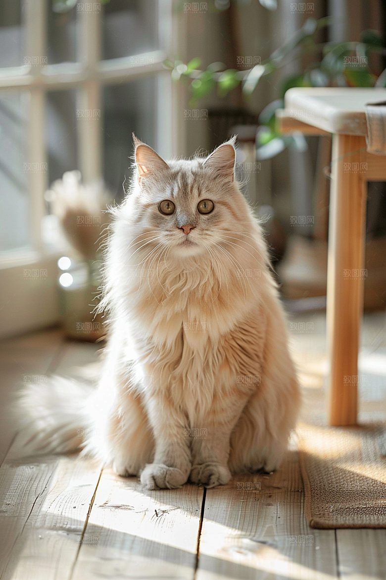 缅因猫毛茸茸陪伴摄影图