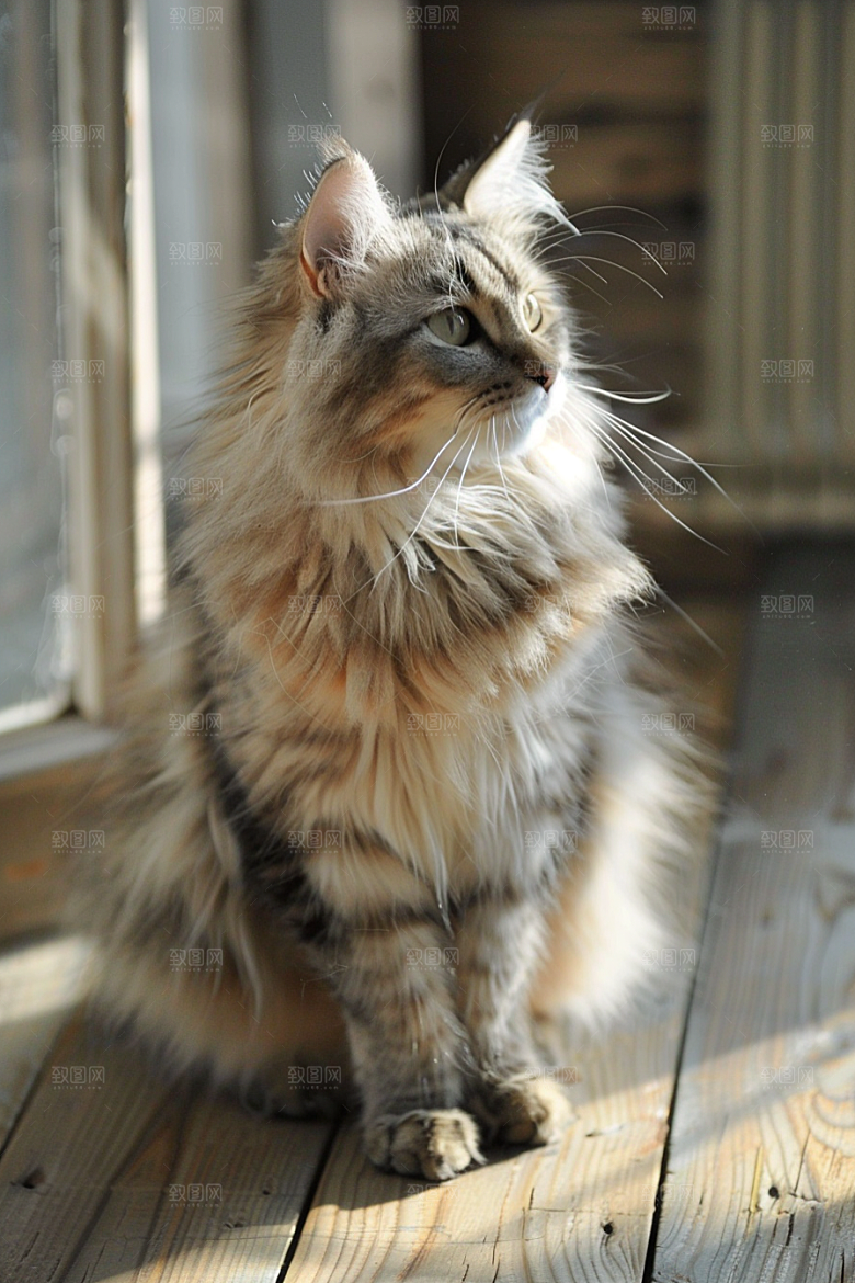 缅因猫毛茸茸养宠摄影图