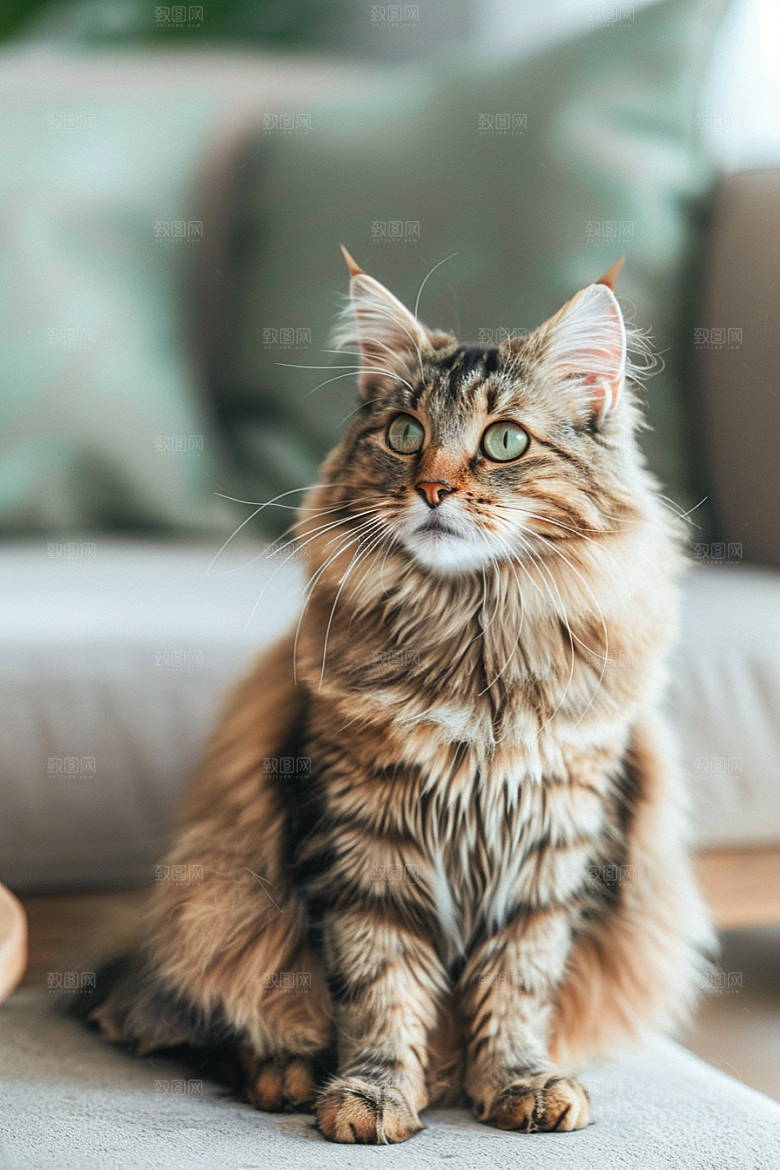 缅因猫陪伴高清摄影图